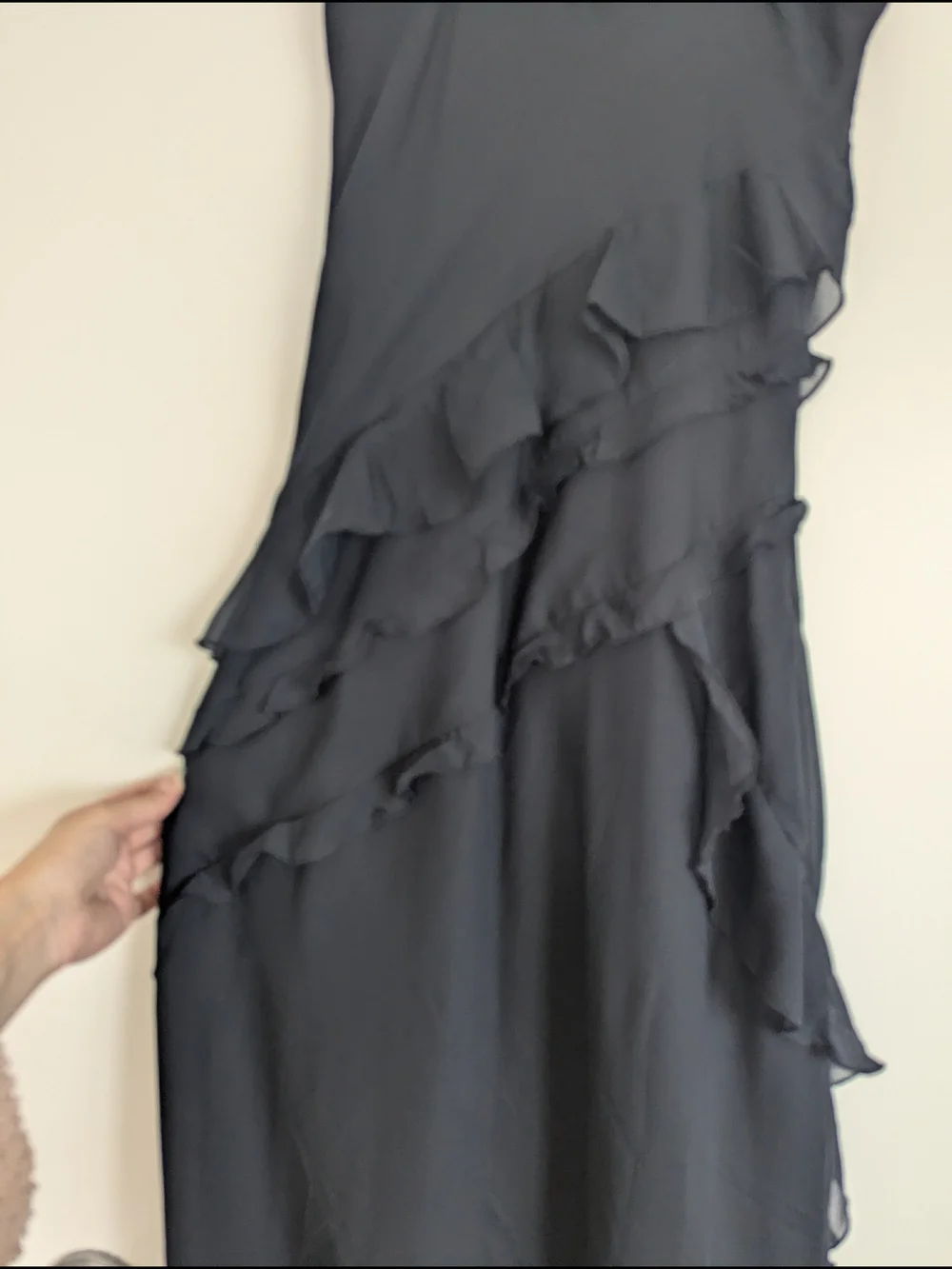 Abercrombie & Fitch Black Ruffle V-Neck Maxi Dress